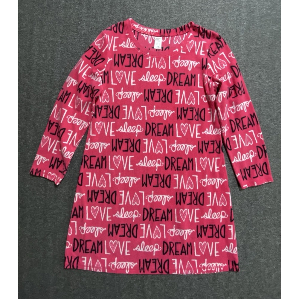Love Dream Sleep Girls Fleece Nightgown Pink Size M-(8-10)